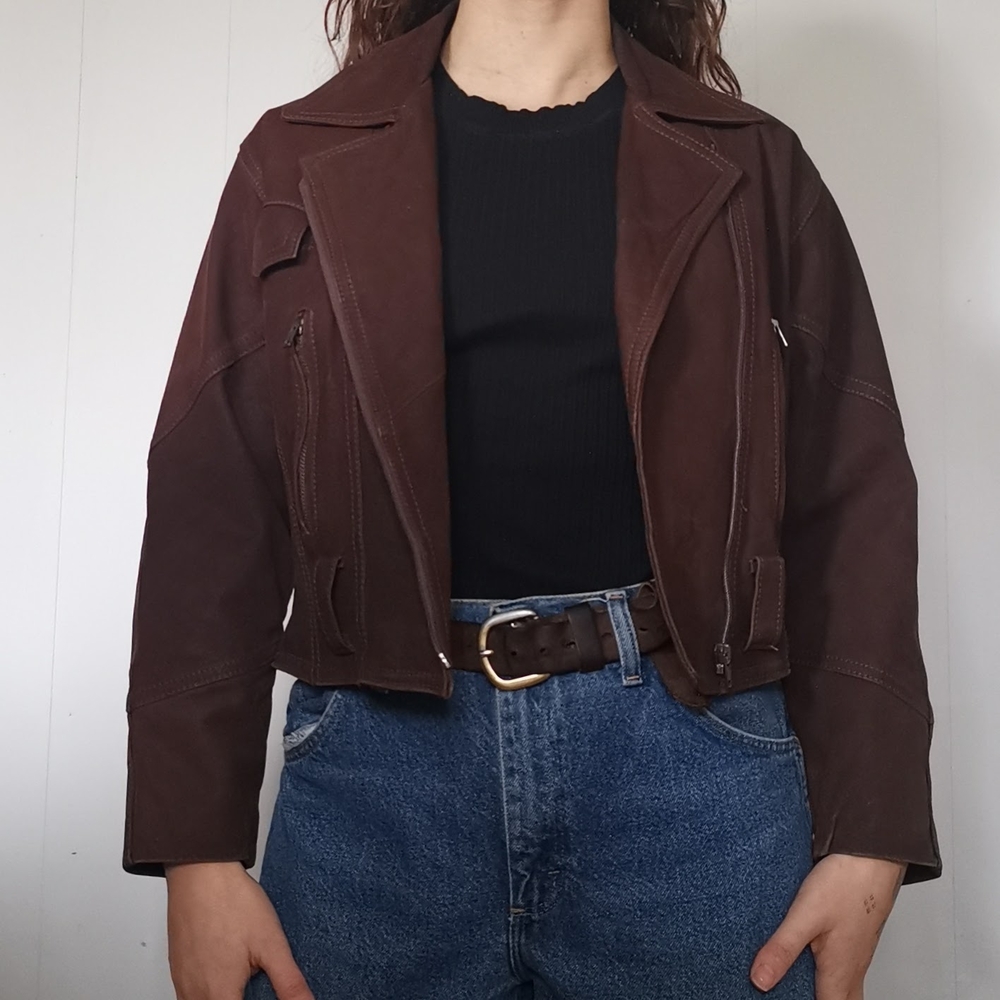 Brown Motorcycle Panel Jacket